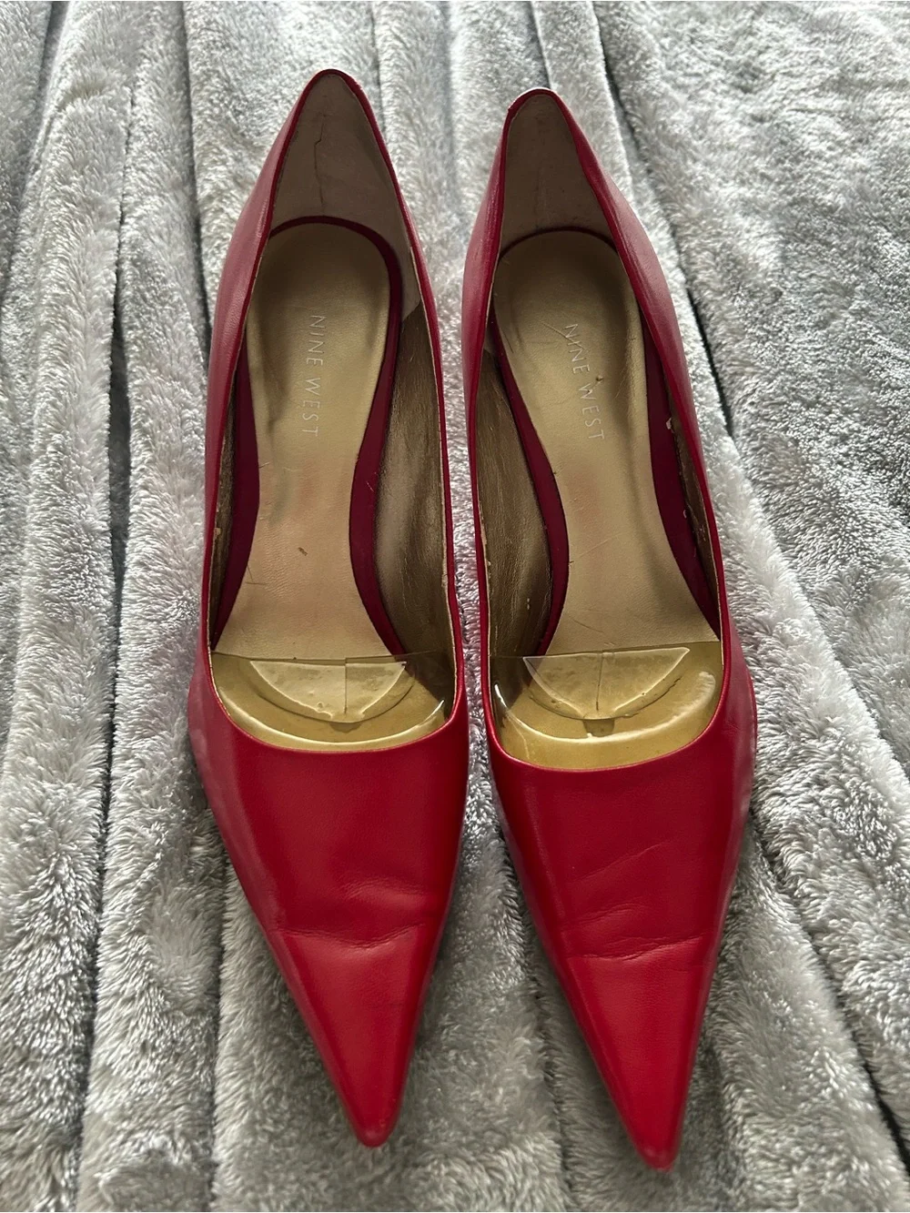 Nine West Red Pointed Toe Leather Pumps